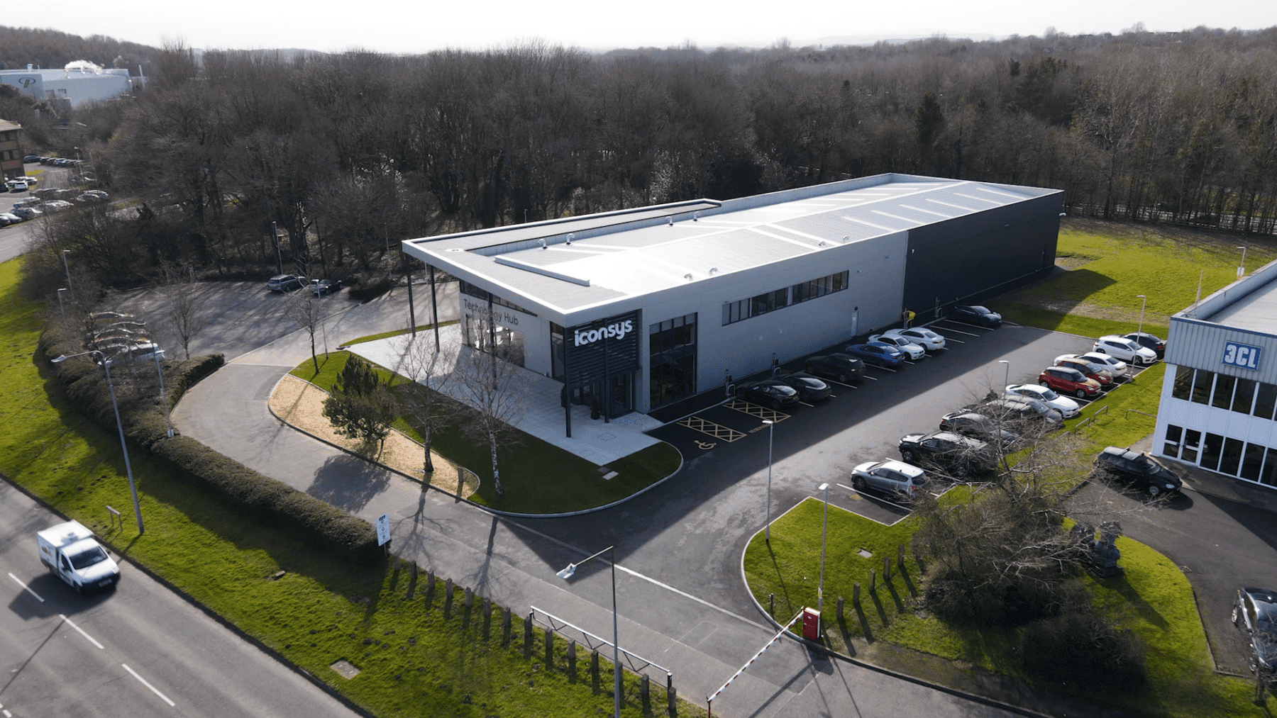 iconsys building exteiror aerial view